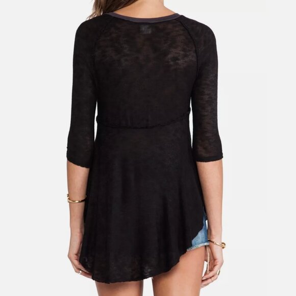 Free People Top weekends layer tee Black (xsmall) sheer whimsygoth witchy boho - Picture 9 of 10
